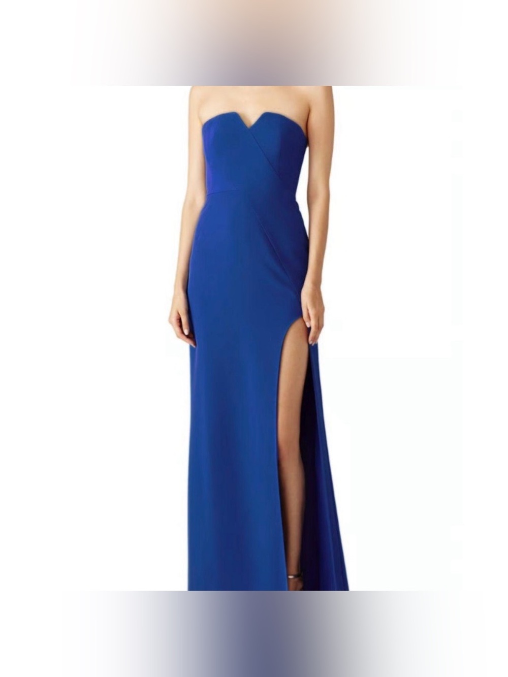 Halston Heritage Women's Lapis Blue Strapless Sweetheart Slit Maxi Dress